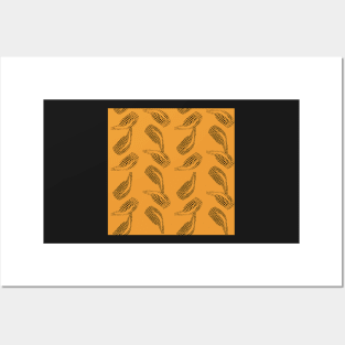 Abstract koi fish scales - blender - mustard yellow Posters and Art